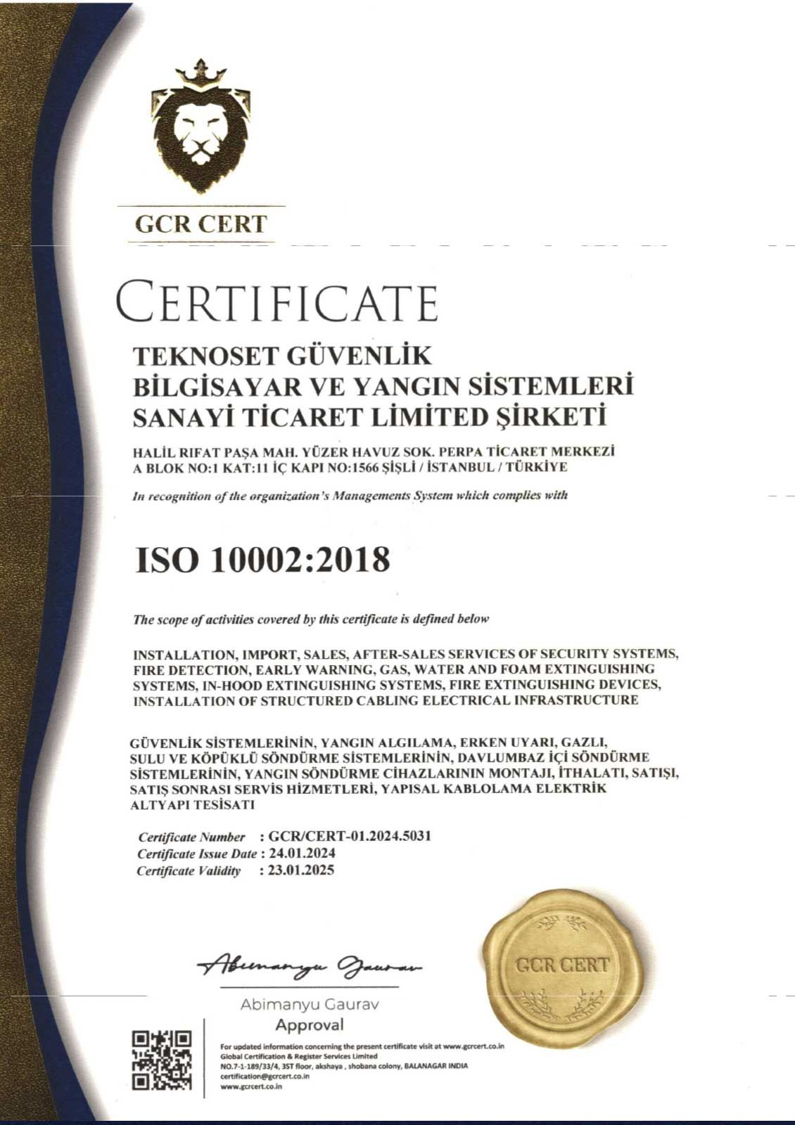 ISO 10002:2018 Belgesi